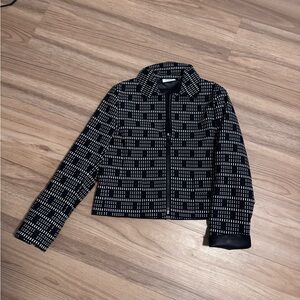 Akris Punto Black & White Patterned Zip-Front Women's blazer